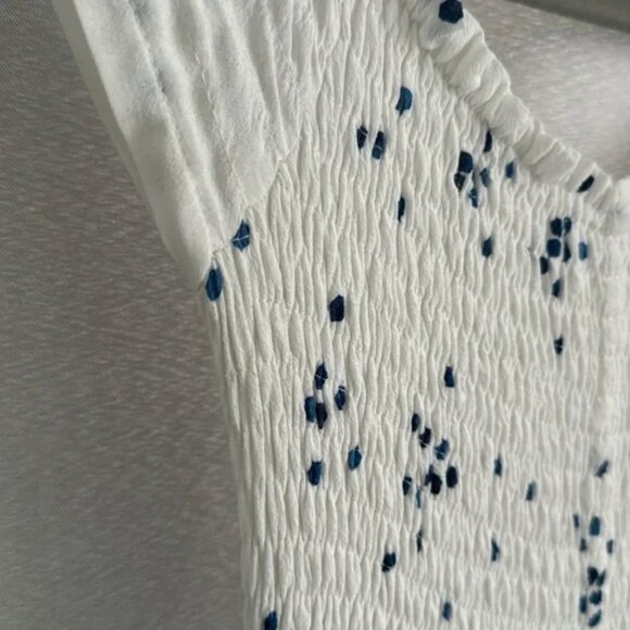 Santa Monica Pier Blue and White Print Off-the-Shoulder Dress - Picture 4 of 16